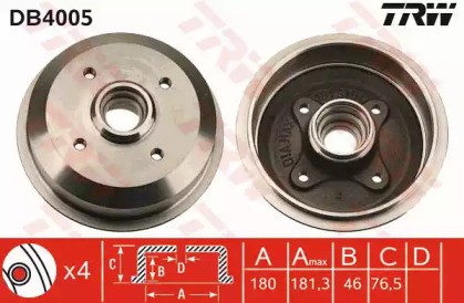 Тормозной барабан TRW для FORD ESCORT IV Turnier (AWF, AVF) 1.6 D