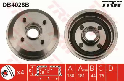 Барабанный тормозной механизм TRW для MAZDA 121 III (JASM, JBSM) 1.8 D