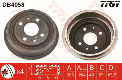 Тормозной барабан TRW для FORD ESCORT IV Turnier (AWF, AVF) 1.6 D