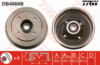 Тормозной барабан TRW для RENAULT CLIO I (B/C57_, 5/357_) 1.4