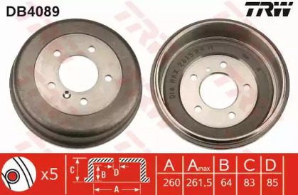 Барабанный тормозной механизм TRW для MERCEDES-BENZ T1 автобус (602) 310 D 2.9