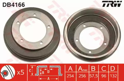 Тормозной барабан TRW для FORD TRANSIT Фургон (E_ _) 2.5 DI (EAL, EAS)