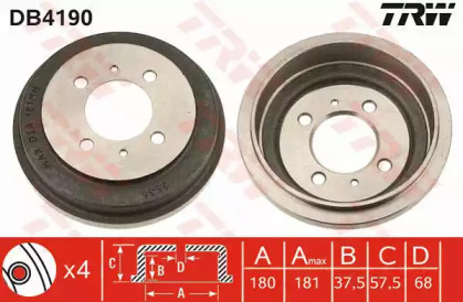 Тормозной барабан TRW для NISSAN ALMERA I (N15) 2.0 D
