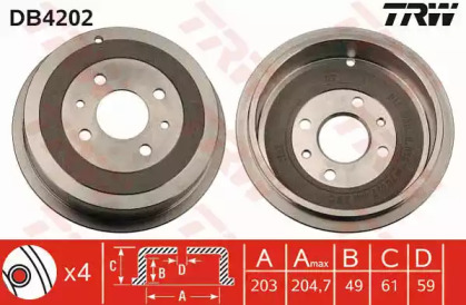 Барабанный тормозной механизм TRW для ALFA ROMEO 146 (930_) 1.9 JTD (930.B4B)