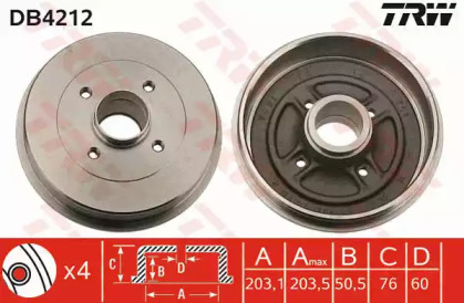 Барабанный тормозной механизм TRW для NISSAN KUBISTAR (X76) 1.5 dCi