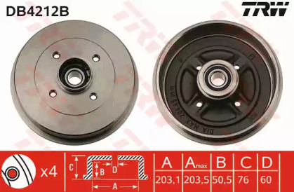 Барабанный тормозной механизм TRW для NISSAN KUBISTAR (X76) 1.5 dCi