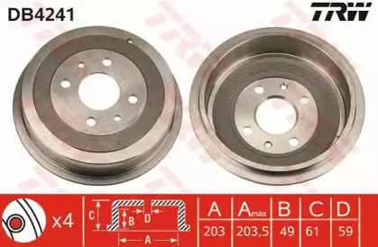 Тормозной барабан TRW для ALFA ROMEO 146 (930_) 1.9 TD (930.B4A)