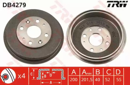Тормозной барабан TRW для MAZDA 323 C V (BA) 1.3 16V