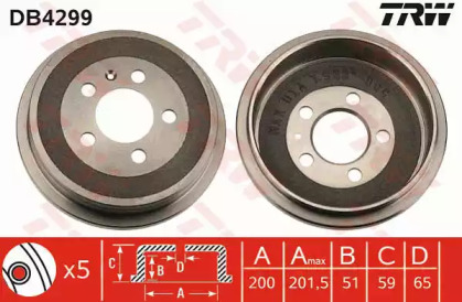 Барабанный тормозной механизм TRW для VW POLO (6R, 6C) 1.6