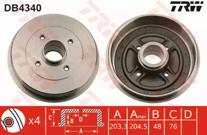 Тормозной барабан TRW для NISSAN NOTE (E11, NE11) 1.5 dCi