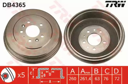 Барабанный тормозной механизм TRW для MAZDA MPV I (LV) 3.0 i V6 (LV10)