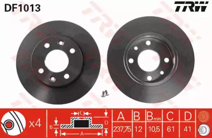 Дисковой тормозной механизм TRW для RENAULT CLIO I (B/C57_, 5/357_) 1.4