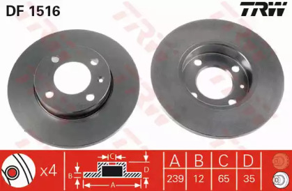 Тормозной диск TRW для VW GOLF II (19E, 1G1) 1.8 i Cat Syncro