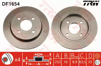 Тормозной диск TRW для FORD FOCUS седан (DFW) 1.8 16V