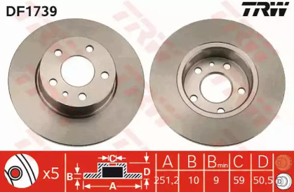 Тормозной диск TRW для ALFA ROMEO 164 (164_) 3.0 24V (164.K1)