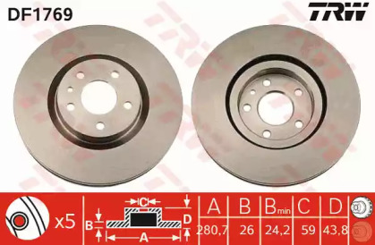 Тормозной диск TRW для ALFA ROMEO 164 (164_) 3.0 24V (164.K1)