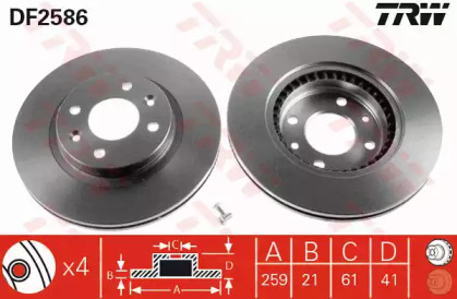 Тормозной диск TRW для NISSAN KUBISTAR (X76) 1.5 dCi
