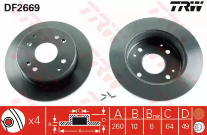 Дисковой тормозной механизм TRW для HONDA ACCORD IV (CB) 2.2 i 16V (CB7)