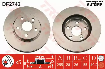 Тормозной диск TRW для TOYOTA CARINA E седан (_T19_) 1.8 i 16V (AT191)