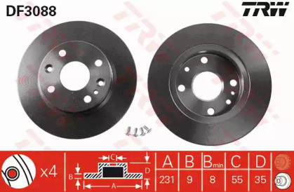 Дисковой тормозной механизм TRW для MAZDA 323 S IV (BG) 1.8 16V Turbo 4WD