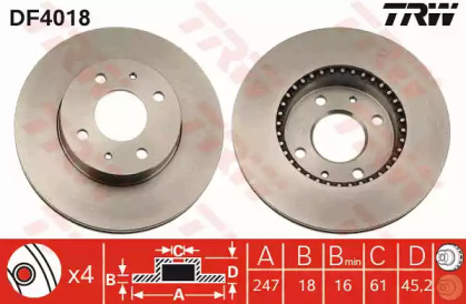 Дисковой тормозной механизм TRW для NISSAN ALMERA I (N15) 2.0 D