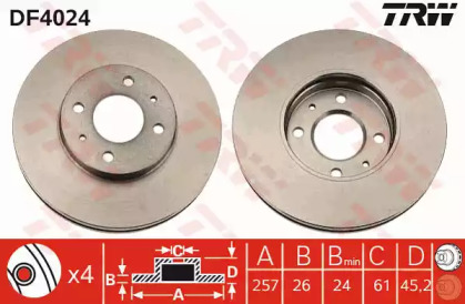Тормозной диск TRW для NISSAN SUNNY III Liftback (N14) 2.0 i 16V