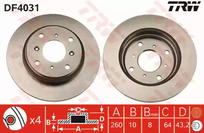 Тормозной диск TRW для HONDA PRELUDE IV (BB_) 2.3 i 16V (BB2)