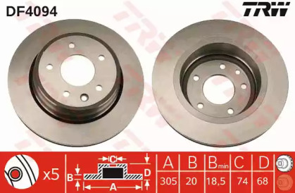Тормозной диск TRW для JAGUAR XK 8 купе (X100) 4.0