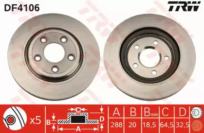 Тормозной диск TRW для JAGUAR S-TYPE (X200) 2.7 D