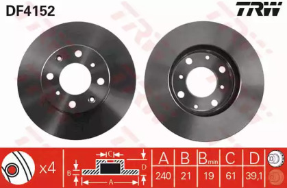 Дисковой тормозной механизм TRW для HONDA JAZZ II (GD_, GE3, GE2) 1.2 i-DSI (GD5, GE2)