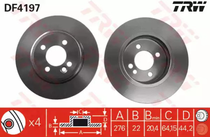 Дисковой тормозной механизм TRW для MINI MINI Кабриолет (R52) Cooper