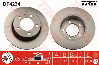 Тормозной диск TRW для NISSAN INTERSTAR Фургон (X70) dCi 140