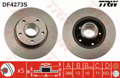 Тормозной диск TRW для NISSAN PRIMASTAR Фургон (X83) 2.0