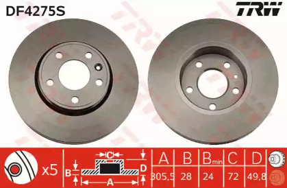 Тормозной диск TRW для NISSAN PRIMASTAR Фургон (X83) 2.0