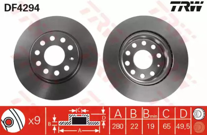 Тормозной диск TRW для VW GOLF VI (5K1) 1.6 BiFuel