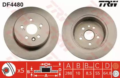 Тормозной диск TRW для TOYOTA AVENSIS (_T22_) 1.8 VVT-i (ZZT221_)