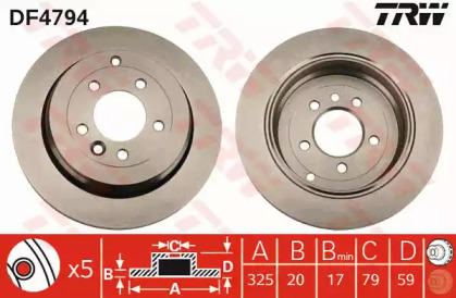 Тормозной диск TRW для LAND ROVER DISCOVERY III (L319) 4.4 4x4