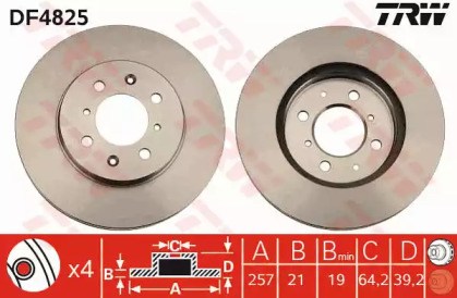 Дисковой тормозной механизм TRW для HONDA JAZZ II (GD_, GE3, GE2) 1.2 i-DSI (GD5, GE2)