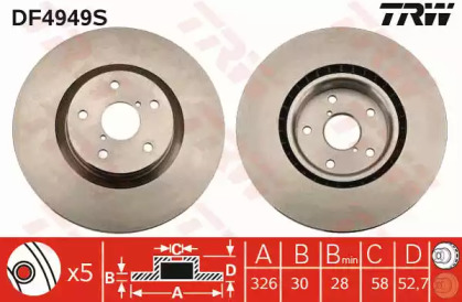 Дисковой тормозной механизм TRW для SUBARU IMPREZA седан (GD) 2.0 WRX STi AWD (GDB)
