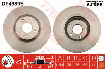 Тормозной диск TRW для NISSAN JUKE (F15) 1.6 DIG-T NISMO RS 4x4