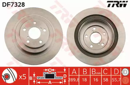 Тормозной диск TRW для SUBARU IMPREZA седан (GD) 2.0 WRX Turbo AWD