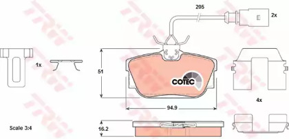Дисковой тормозной механизм TRW для VW TRANSPORTER IV c бортовой платформой/ходовая часть (70XD) 1.9 TD