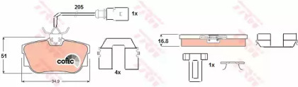 Дисковой тормозной механизм TRW для VW TRANSPORTER IV c бортовой платформой/ходовая часть (70XD) 1.9 TD