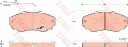 Дисковой тормозной механизм TRW для PEUGEOT BOXER автобус (244, Z_) 2.2 HDi