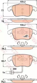 Дисковой тормозной механизм TRW для AUDI A4 Avant (8K5, B8) 2.0 TDI quattro
