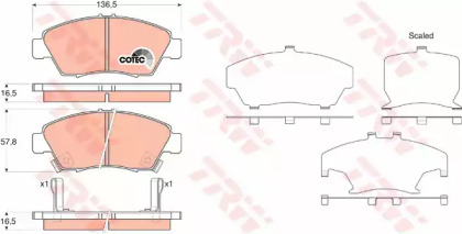 Тормозные колодки TRW для HONDA CIVIC VII купе (EM2) 1.6 i