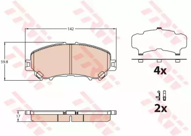 Дисковой тормозной механизм TRW для NISSAN QASHQAI II (J11, J11_) 1.2 DIG-T