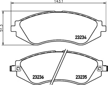 Тормозные колодки HELLA для CHEVROLET NUBIRA седан 2.0 D