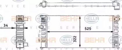 Водяной радиатор HELLA для VW CADDY II Variant (9K9B) 1.6