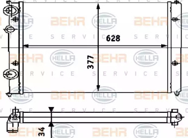 Водяной радиатор HELLA для VW CADDY II Variant (9K9B) 1.6